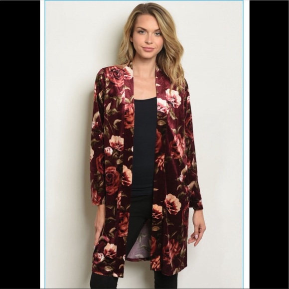 Tops - Floral Velour Duster